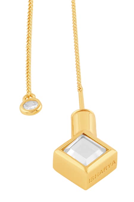 Buy_Isharya_Gold Plated Crystals Ayaana Diamond Mirror Needle Thread Earrings_Online_at_Aza_Fashions