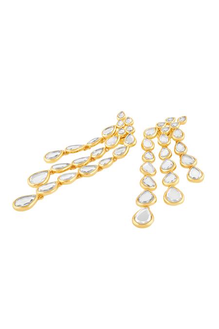 Isharya Gold Plated Mirrors Limelight Drop Cascading Earrings Online at Aza Fashions Isharya_Gold Plated Mirrors Limelight Drop Cascading Earrings_Online_at_Aza_Fashions