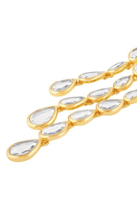 Buy Isharya Gold Plated Mirrors Limelight Drop Cascading Earrings Online at Aza Fashions Buy_Isharya_Gold Plated Mirrors Limelight Drop Cascading Earrings_Online_at_Aza_Fashions