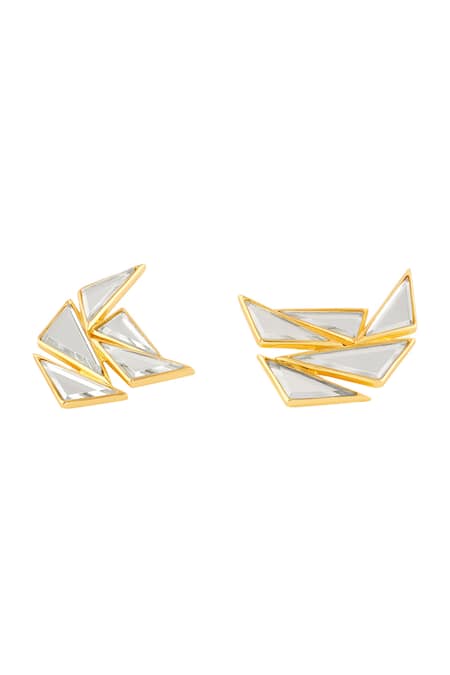Isharya Gold Plated Mirrors Demi Goddess Cluster Stud Earrings Online at Aza Fashions Isharya_Gold Plated Mirrors Demi Goddess Cluster Stud Earrings _Online_at_Aza_Fashions