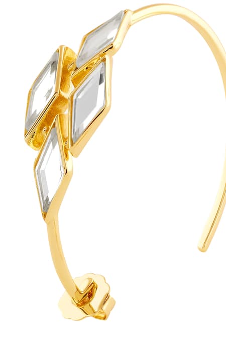 Buy_Isharya_Gold Plated Mirrors Demi Goddess Rhombus Hoop Earrings_Online_at_Aza_Fashions