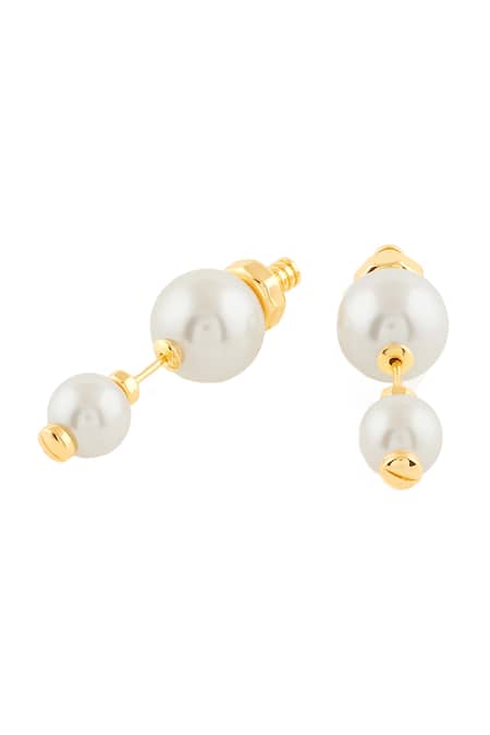 Isharya_Gold Plated Pearls Illusion Silicon Stud Earrings_Online_at_Aza_Fashions