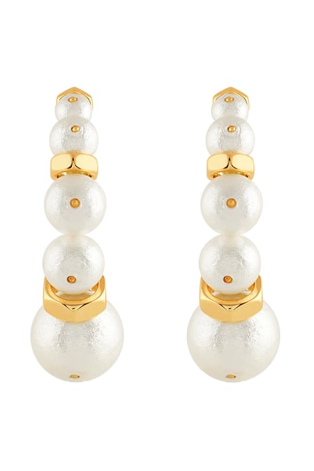 Isharya Gold Plated Pearls Bolt And Hoop Earrings Online at Aza Fashions Isharya_Gold Plated Pearls Bolt And Hoop Earrings _Online_at_Aza_Fashions