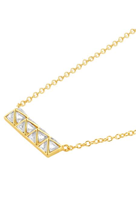 Buy_Isharya_Gold Plated Pyramid Mirror Pendant Necklace _Online_at_Aza_Fashions