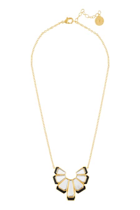 Isharya Ayaana Mirror Enamel Pendant Necklace 