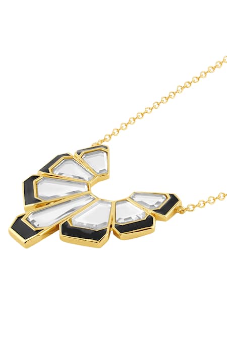 Isharya Gold Plated Ayaana Mirror Enamel Pendant Necklace Online at Aza Fashions Isharya_Gold Plated Ayaana Mirror Enamel Pendant Necklace _Online_at_Aza_Fashions