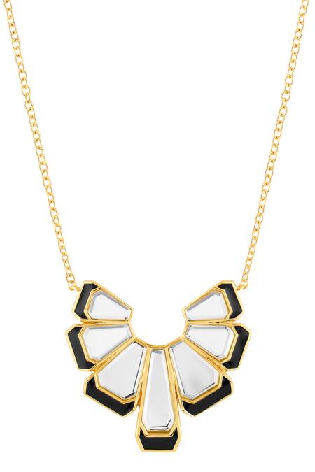 Buy Isharya Gold Plated Ayaana Mirror Enamel Pendant Necklace Online at Aza Fashions Buy_Isharya_Gold Plated Ayaana Mirror Enamel Pendant Necklace _Online_at_Aza_Fashions