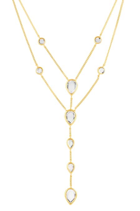 Buy_Isharya_Gold Plated Ayaana Mirror Y Necklace _Online_at_Aza_Fashions