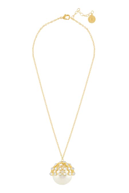 Isharya Limelight Pearl Pendant Long Necklace 