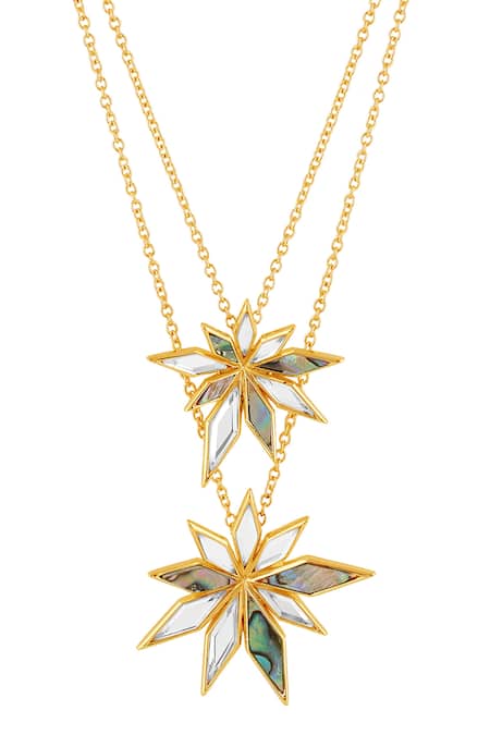Buy_Isharya_Gold Plated Demi Goddess Flower Layered Necklace_Online_at_Aza_Fashions