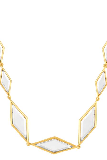 Isharya_Gold Plated Demi Goddess Mirror Choker Necklace_Online_at_Aza_Fashions