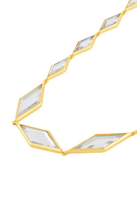 Buy_Isharya_Gold Plated Demi Goddess Mirror Choker Necklace_Online_at_Aza_Fashions