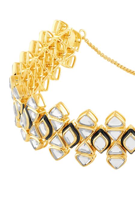 Buy_Isharya_Gold Plated Begum Haute Turquoise Mughal Choker Necklace_Online_at_Aza_Fashions