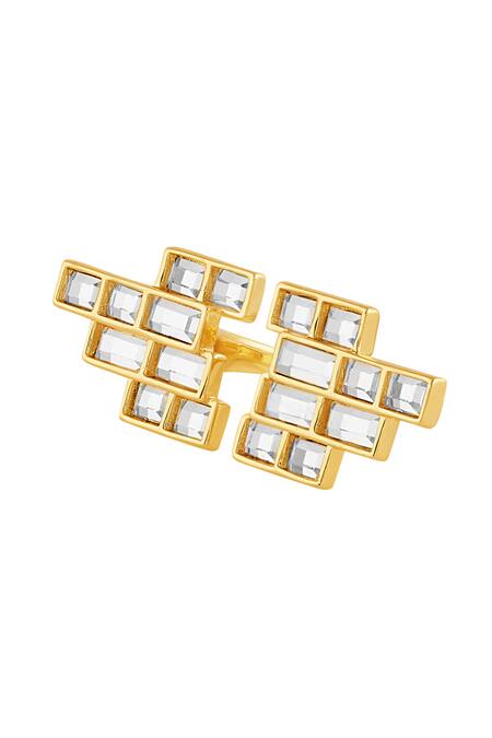 Buy_Isharya_Gold Plated Stones Disco Mirror Wing_Online_at_Aza_Fashions