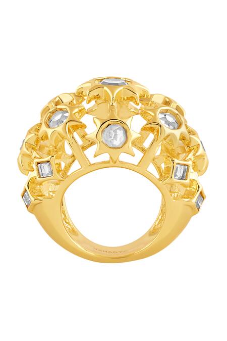 Buy Isharya Gold Plated Stones Celeste Mirror Cocktail Bubble Ring Online at Aza Fashions Buy_Isharya_Gold Plated Stones Celeste Mirror Cocktail Bubble Ring_Online_at_Aza_Fashions