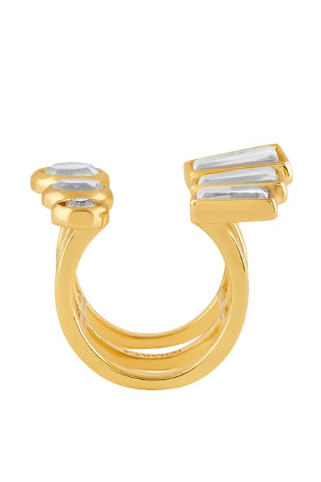 Isharya Gold Plated Mirrors Bombay Deco Front Open Ring Online at Aza Fashions Isharya_Gold Plated Mirrors Bombay Deco Front Open Ring_Online_at_Aza_Fashions