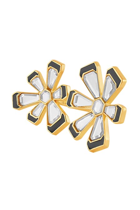 Buy Isharya Gold Plated Stones Ayaana Floral Cocktail Ring Online at Aza Fashions Buy_Isharya_Gold Plated Stones Ayaana Floral Cocktail Ring_Online_at_Aza_Fashions