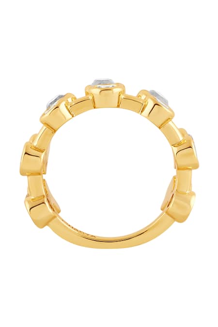 Isharya Gold Plated Stones Modern Maharani Stackable Ring Online at Aza Fashions Isharya_Gold Plated Stones Modern Maharani Stackable Ring_Online_at_Aza_Fashions