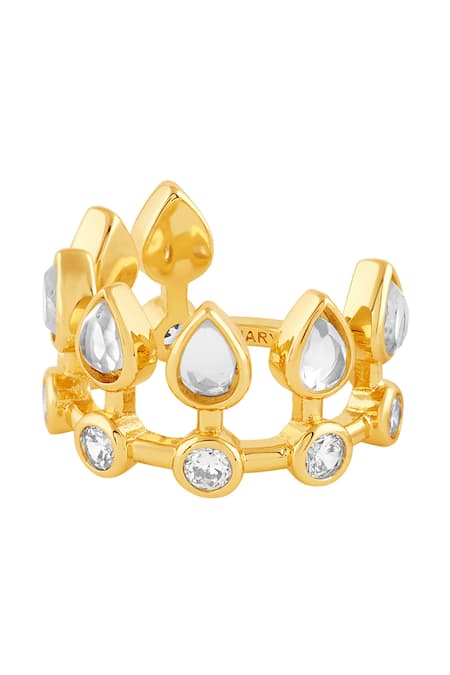 Buy Isharya Gold Plated Stones Modern Maharani Stackable Ring Online at Aza Fashions Buy_Isharya_Gold Plated Stones Modern Maharani Stackable Ring_Online_at_Aza_Fashions