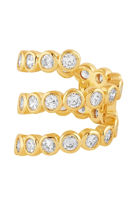 Buy Isharya Gold Plated Crystals Spiral Cubic Zircon Ring Online at Aza Fashions Buy_Isharya_Gold Plated Crystals Spiral Cubic Zircon Ring_Online_at_Aza_Fashions