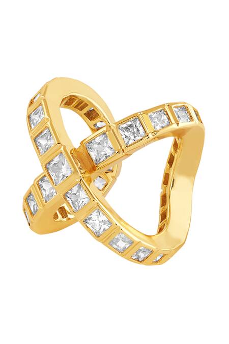 Buy Isharya Gold Plated Crystals Nazm Cubic Zircon Cross Ring Online at Aza Fashions Buy_Isharya_Gold Plated Crystals Nazm Cubic Zircon Cross Ring _Online_at_Aza_Fashions