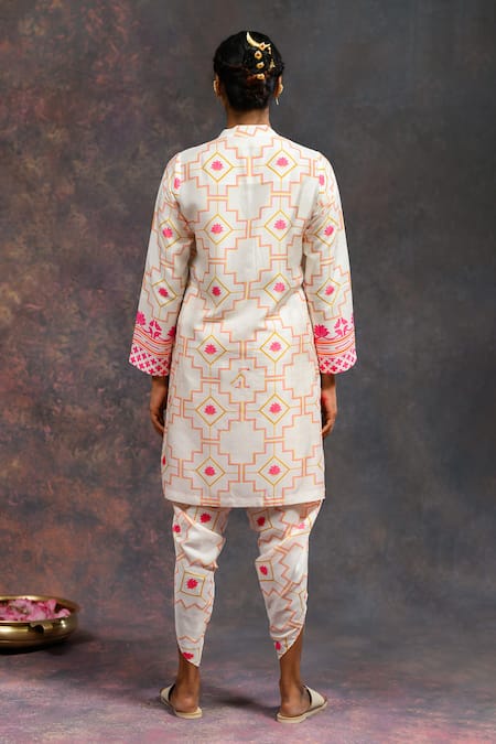 Prachi Kamat Morbagh Geometric Grid Print Kurta With Pant 