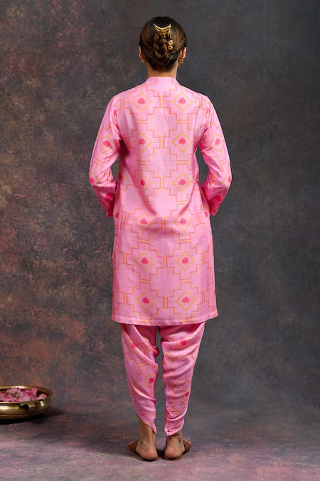 Prachi Kamat Morbagh Geometric Grid Print Kurta With Pant 