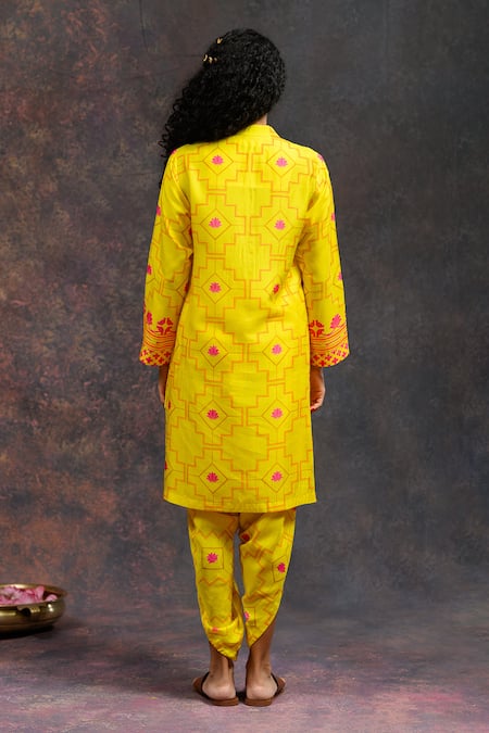 Prachi Kamat Morbagh Geometric Grid Print Kurta With Pant 