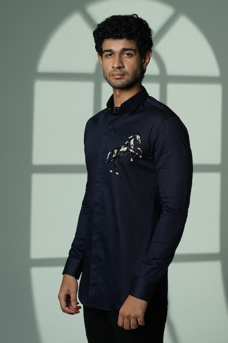 Sanjana Reddy Designs 3D Horse Embroidered Shirt 