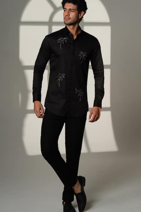 Sanjana Reddy Designs Palm Tree Embroidered Shirt 