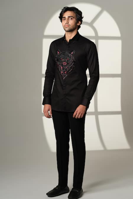 Sanjana Reddy Designs Bear Embroidered Shirt 