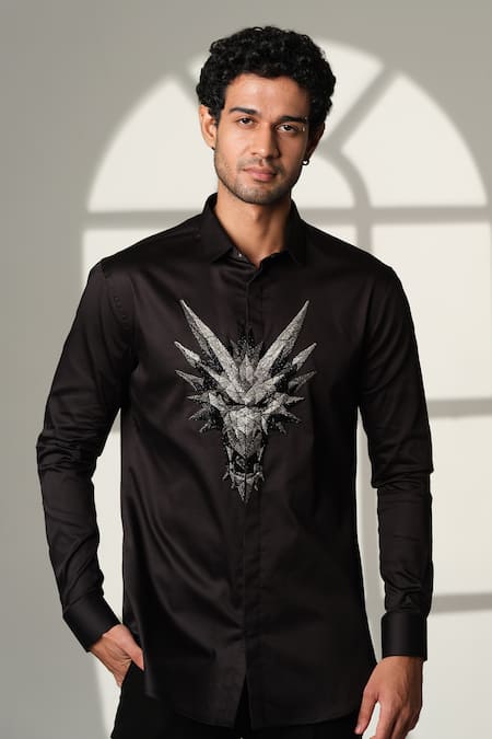 Sanjana Reddy Designs Monster Placement Embroidered Shirt 