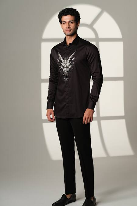 Sanjana Reddy Designs Monster Placement Embroidered Shirt 