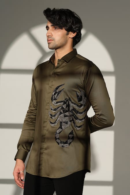 Sanjana Reddy Designs Scorpion Embroidered Shirt 