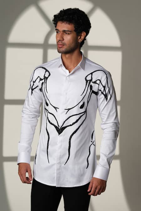 Buy Sanjana Reddy Designs White Cotton Embroidery Armor Shirt Online at Aza Fashions Buy_Sanjana Reddy Designs_White Cotton Embroidery Armor Shirt _Online_at_Aza_Fashions