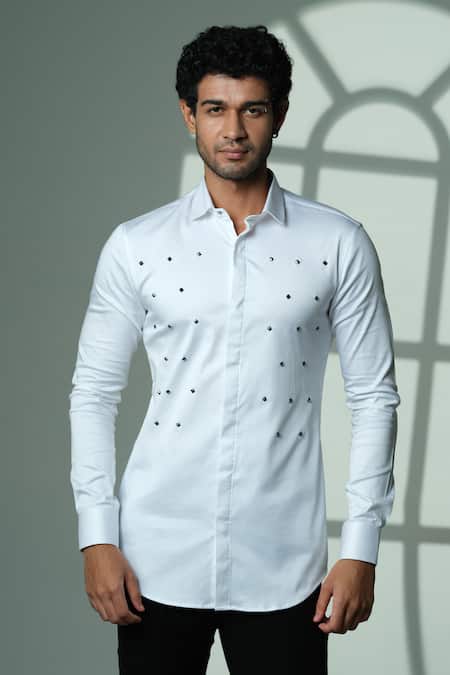 Sanjana Reddy Designs Pyramid Polka Embroidered Shirt 