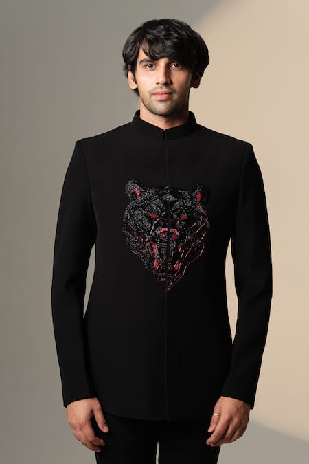 Sanjana Reddy Designs Bear Embroidered Bandhgala Set 