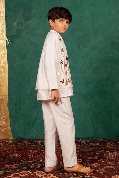 Buy JILMIL DREAMWEAR White Silk Embroidery Acrylic Bundi Kurta Set Buy_JILMIL DREAMWEAR_White Silk Embroidery Acrylic Bundi Kurta Set