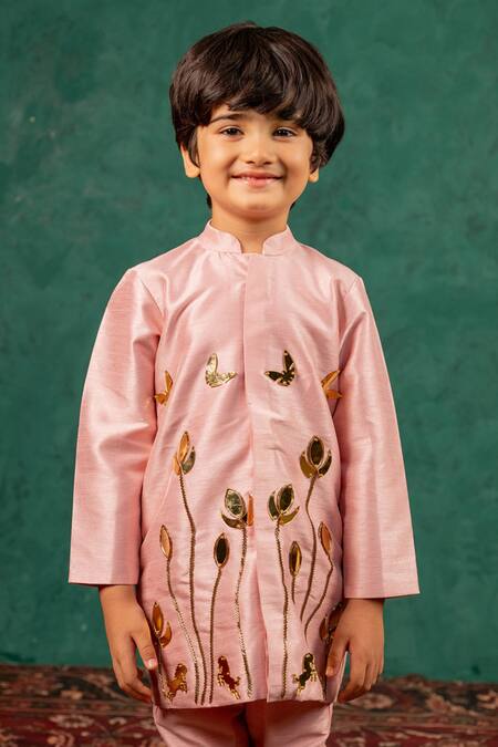 Shop JILMIL DREAMWEAR Pink Shantoon Embroidery, Sequins Light Acrylic Kurta Set Online at Aza Fashions Shop_JILMIL DREAMWEAR_Pink Shantoon Embroidery, Sequins Light Acrylic Kurta Set _Online_at_Aza_Fashions