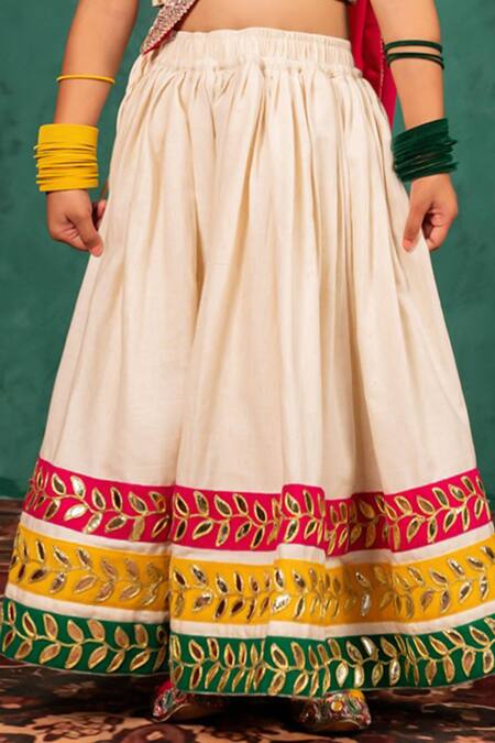 Buy JILMIL DREAMWEAR Off White Georgette Gota Patti, Mirrors, Embroidery, Zari Lehenga Set Online at Aza Fashions Buy_JILMIL DREAMWEAR_Off White Georgette Gota Patti, Mirrors, Embroidery, Zari Lehenga Set _Online_at_Aza_Fashions