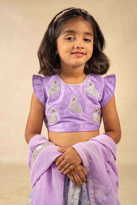 Buy JILMIL DREAMWEAR Purple Silk Embroidery, Stones, Zari, Sequins Hand Duck Top Lehenga Set Buy_JILMIL DREAMWEAR_Purple Silk Embroidery, Stones, Zari, Sequins Hand Duck Top Lehenga Set