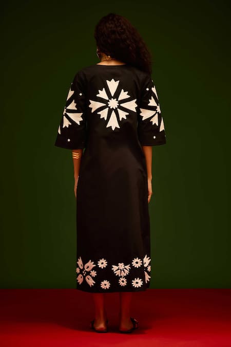 Indian Summer Story Sitara Thread Embroidered Cotton Dress 