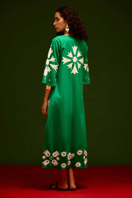 Indian Summer Story Sitara Thread Embroidered Cotton Dress 