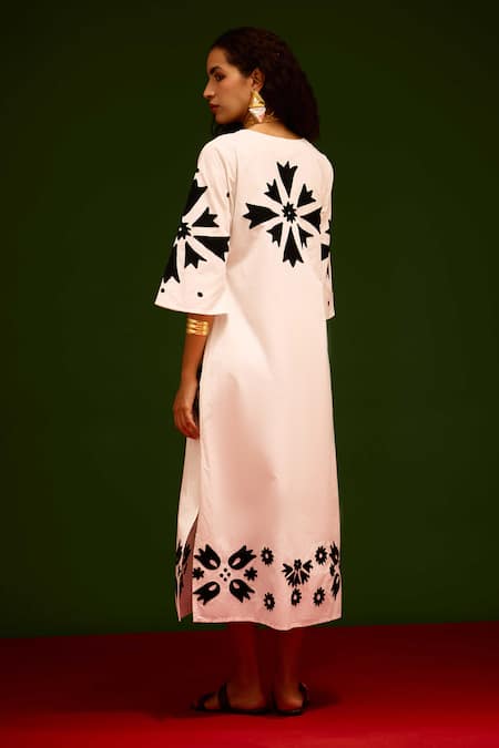 Indian Summer Story Sitara Thread Embroidered Cotton Dress 