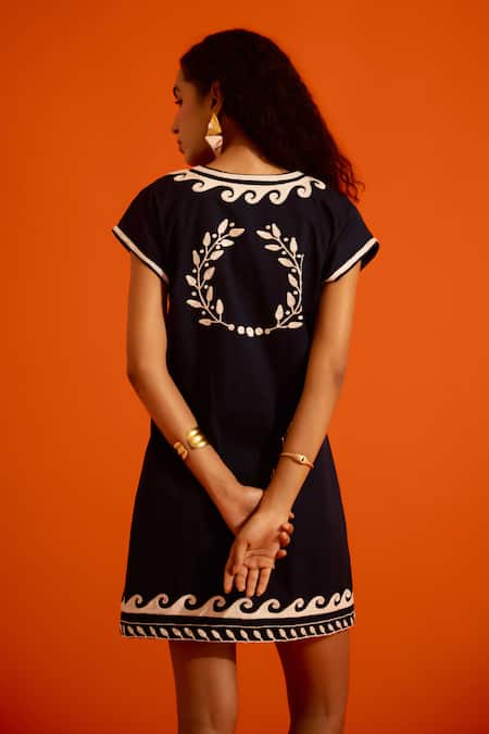 Indian Summer Story Wave Thread Embroidered Dress 