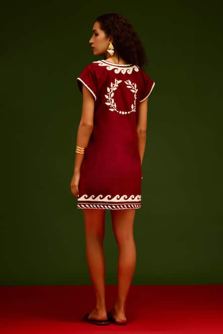 Indian Summer Story Wave Thread Embroidered Dress 