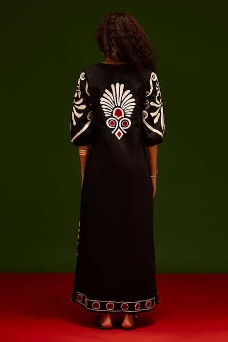 Indian Summer Story Botanical Maxi Thread Embroidered Dress 