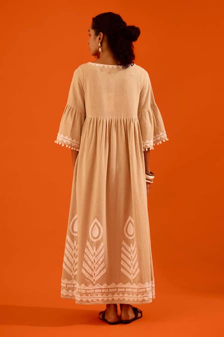 Indian Summer Story Petal Thread Embroidered Dress 