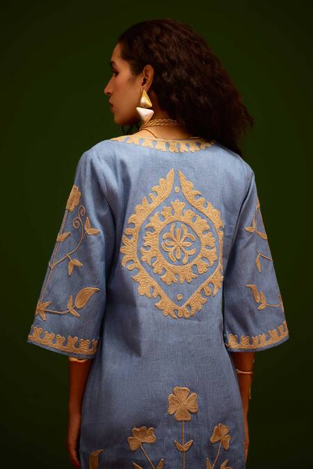 Indian Summer Story Thread Embroidered Dress 