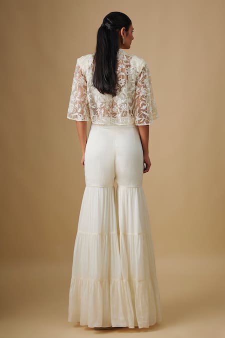 Asaga Seabryn Mirror Work Cape Sharara Set 